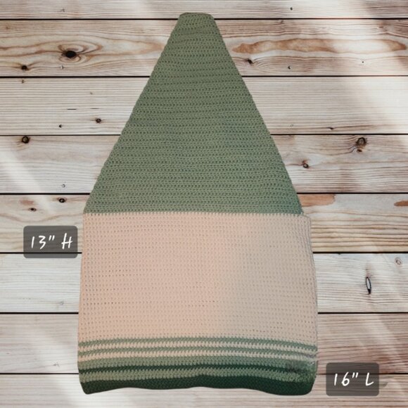 HANDMADE - Knitted Shoulder bag - Green & White - Picture 1 of 4